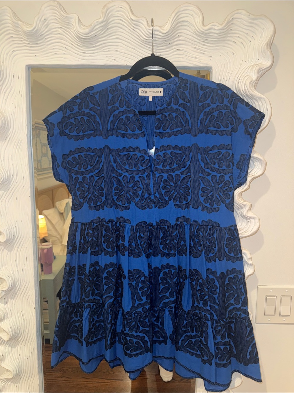 Zara Royal Blue Dress with Navy Embroidery
